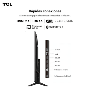 TELEVISOR TCL 55 PULGADAS 4K HDR GOOGLE TV SMART TV 55V6C + SOUNDBAR TCL BLUETOOTH 2.0 S45H NEGRO - 4