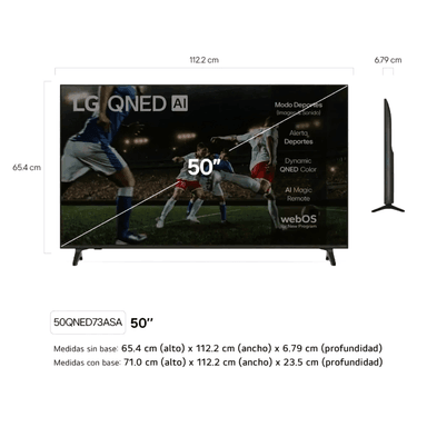 TELEVISOR LG 50 PULGADAS QNED 4K THINQ AI 50QNED73ASA +RACK FIJO + ANTENA DIGITAL - 3