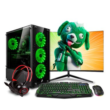 COMPUTADORA PC GAMER DRACO GREEN INTEL CORE I5 10400F 8GB 500GB 24' CURVO RTX3050 6GB MI PC LISTA - MIPCLISTA - 1