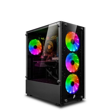COMPUTADORA PC GAMER DRACO GREEN INTEL CORE I5 10400F 8GB 500GB 24' CURVO RTX3050 6GB MI PC LISTA - MIPCLISTA - 6