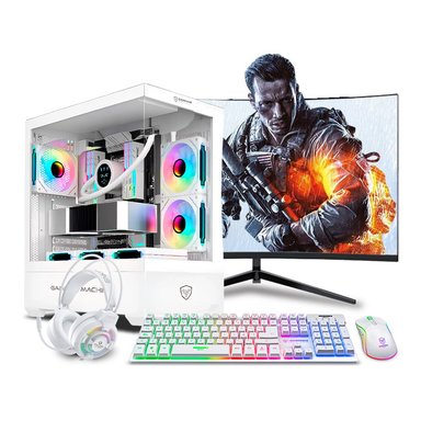 COMPUTADORA GAMER FALKOR WHITE PLUS RYZEN 7 8700F 16GBDDR5 500GB 24' CURVO RTX5060 8GB MI PC LISTA - MIPCLISTA - 1