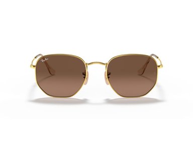 LENTES DE SOL HEXAGONAL MARRÓN RAY-BAN DORADO