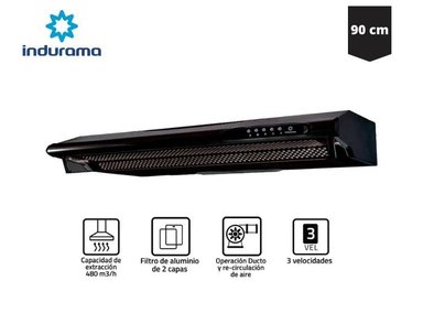 CAMPANA EXTRACTORA INDURAMA 3 VELOCIDADES 90 CM NEGRO - CEI-902NE