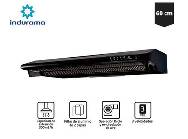 CAMPANA EXTRACTORA INDURAMA 3 VELOCIDADES 60 CM NEGRO - CEI-602NE