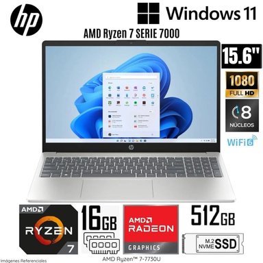 LAPTOP HP 15-FC0012LA AMD RYZEN 7-7730U 16GB RAM 512GB SSD 15.6' FHD