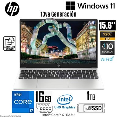 LAPTOP HP 250 G10 INTEL CORE I7-1355U 16GB RAM 1TB SSD 15.6'  HD SILVER - 9S7D1LS