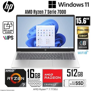 LAPTOP HP 15-FC0012LA AMD RYZEN 7-7730U 16GB RAM 512GB SSD 15.6'  FHD IPS - DORADO CÁLIDO