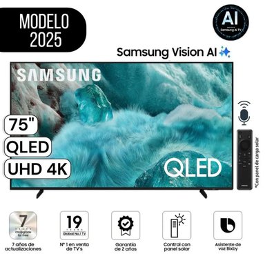 TELEVISOR SAMSUNG QLED 75' PULG. VISIÓN AI SMART TV QN75Q7FAAGXPE - NUEVO 2025