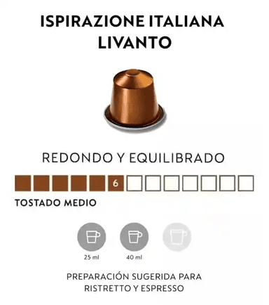 CAFÉ ISPIRAZIONE ITALIANA LIVANTO X 10 CÁPSULAS ORIGINAL NESPRESSO - 2