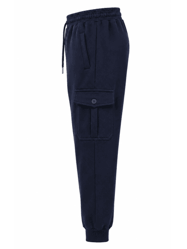 JOGGER CARGO HOMBRE ALGODON FRANELA NEGRO URBANO CASUAL - 4