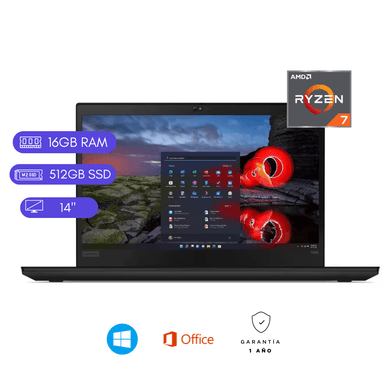 LAPTOP REACONDICIONADA LENOVO THINKPAD T495 RYZEN 7 3000 16GB RAM 512GB SSD 2GB VIDEO
