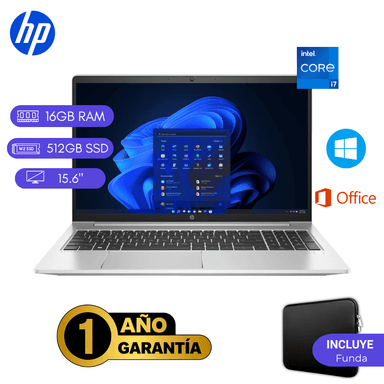 LAPTOP REACONDICIONADA HP PROBOOK 450 G9 CORE I7 12VA 16GB RAM 512GB SSD PLATEADA - 1