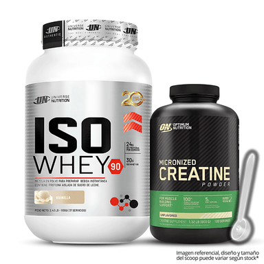 ISO WHEY 90 1.1 KG VAINILLA + CREATINA ON 600 GR + SCOOP