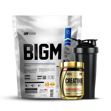 BIGM 5KG CHOCOLATE + CREATINA LEVEL PRO 250 GR + SHAKER