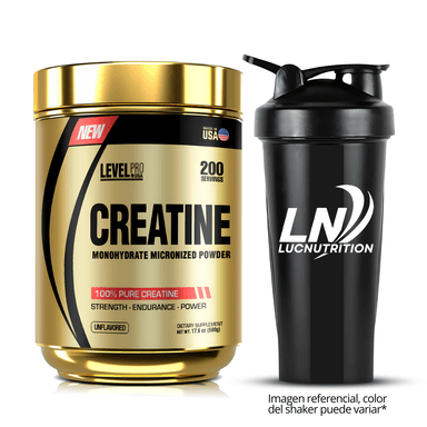 CREATINA LEVEL PRO 500 GR MICRONIZADA + SHAKER