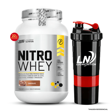 NITRO WHEY 1.1 KG CHOCOLATE + SMARTSHAKER 3 CUERPOS