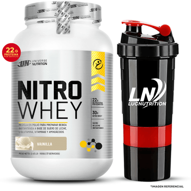 NITRO WHEY 1.1 KG VAINILLA + SMARTSHAKER 3 CUERPOS