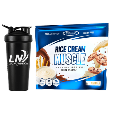CREMA DE ARROZ BLUHEALTH 2.5 KG + SHAKER - SABOR (COOKIES, CHOCOLATE, VAINILLA)