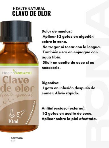ACEITE ESENCIAL DE CLAVO DE OLOR HEALTHNATURAL 10ML - 2
