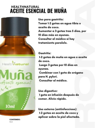 PACK 2 ACEITE ESENCIAL DE MUÑA HEALTHNATURAL 20ML - 2