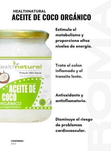 ACEITE DE COCO ORGÁNICO HEALTHNATURAL 250ML - 2