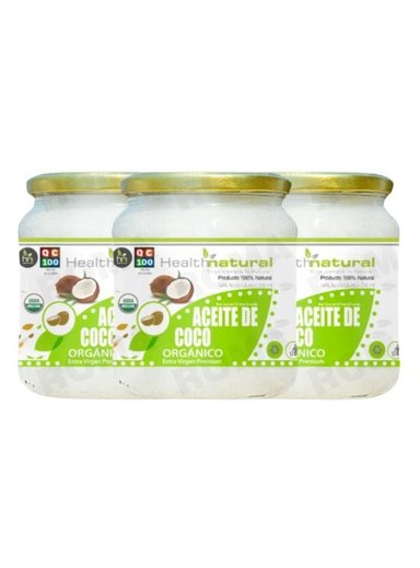 PACK 3 ACEITE DE COCO ORGÁNICO HEALTHNATURAL 750ML - 1