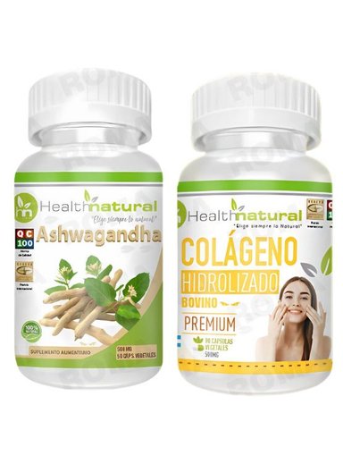ASHWAGANDHA HEALTHNATURAL + COLÁGENO HIDROLIZADO HEALTHNATURAL 500MG