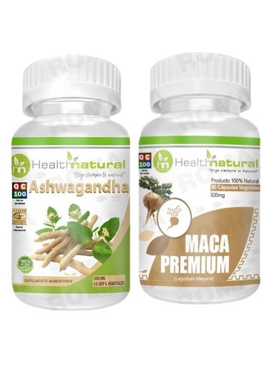 ASHWAGANDHA HEALTHNATURAL 500MG + MACA PREMIUM HEALTHNATURAL 500MG