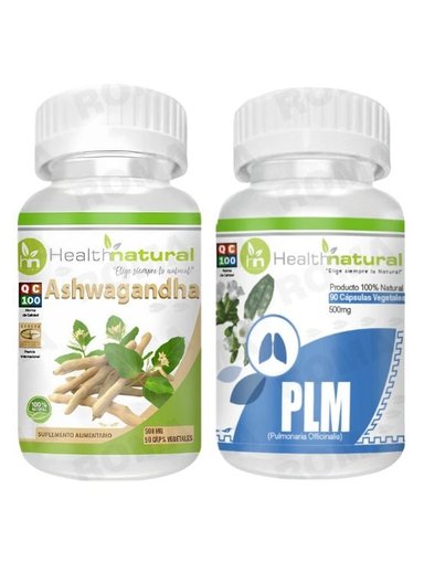 ASHWAGANDHA HEALTHNATURAL 500MG + PLM(PULMONARIA) HEALTHNATURAL 500MG