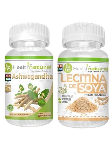ASHWAGANDHA HEALTHNATURAL 500MG + LECITINA DE SOYA HEALTHNATURAL 500MG