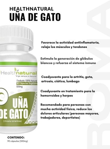 ASHWAGANDHA HEALTHNATURAL 500MG + UÑA DE GATO HEALTHNATURAL 500MG - 3