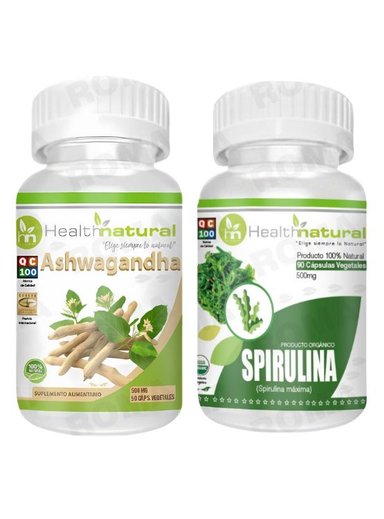 ASHWAGANDHA HEALTHNATURAL 500MG + SPIRULINA HEALTHNATURAL 500MG