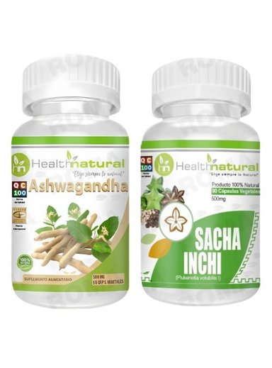 ASHWAGANDHA HEALTHNATURAL 500MG + SACHA INCHI HEALTHNATURAL 500MG