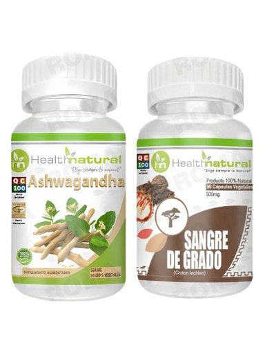ASHWAGANDHA HEALTHNATURAL 500MG + SANGRE DE GRADO HEALTHNATURAL 500MG
