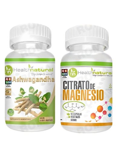 ASHWAGANDHA HEALTHNATURAL  + CITRATO DE MAGNESIO HEALTHNATURAL 500MG