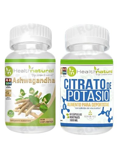 ASHWAGANDHA HEALTHNATURAL + CITRATO DE POTASIO HEALTHNATURAL 1000MG