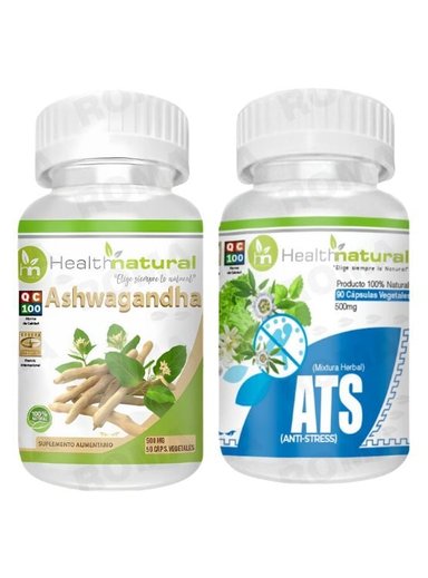 ASHWAGANDHA HEALTHNATURAL 500MG + ATS(ANTI-STRES) HEALTHNATURAL 500MG