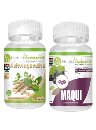 ASHWAGANDHA HEALTHNATURAL 500MG + MAQUI HEALTHNATURAL 500MG