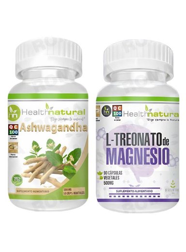 ASHWAGANDHA HEALTHNATURAL + L-TREONATO DE MAGNESIO HEALTHNATURAL 500MG