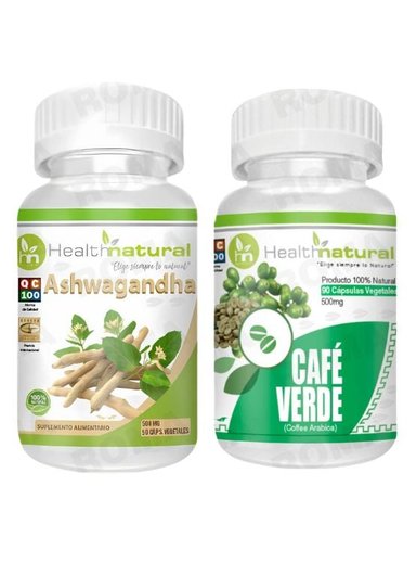 ASHWAGANDHA HEALTHNATURAL 500MG + CAFÉ VERDE HEALTHNATURAL 500MG