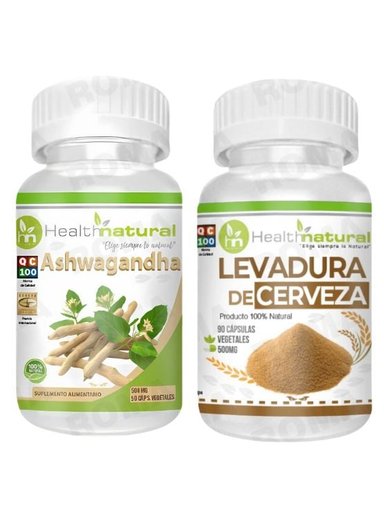 ASHWAGANDHA HEALTHNATURAL + LEVADURA DE CERVEZA HEALTHNATURAL 500MG