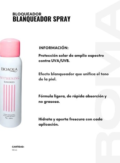 PACK 3 BLOQUEADOR BLANQUEADOR SPRAY 150ML BIOAQUA - 2