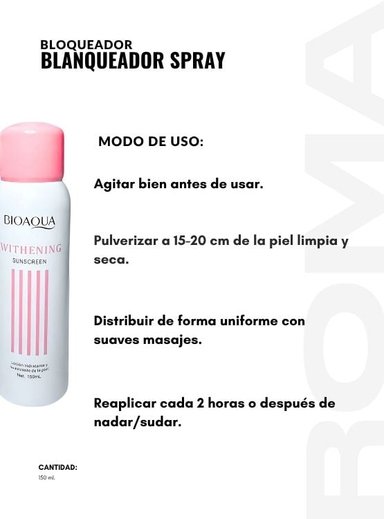 PACK 3 BLOQUEADOR BLANQUEADOR SPRAY 150ML BIOAQUA - 3