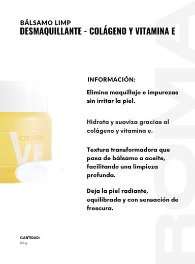 BÁLSAMO LIMP DESMAQUILLANTE COLÁGENO Y VITAMINA E 100G DR RASHEL - 2