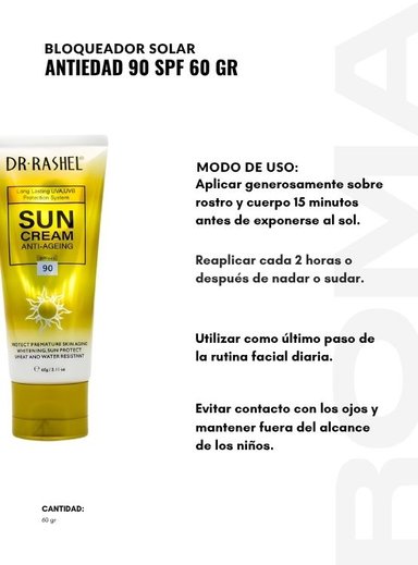 PACK 2 BLOQUEADOR SOLAR ANTIEDAD 90SPF 60G DR RASHEL - 3