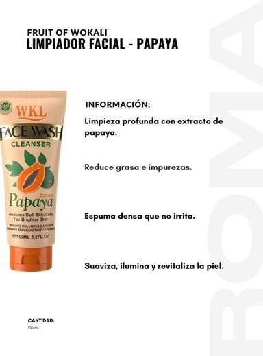 PACK 3 LIMPIADOR FACIAL PAPAYA 150ML WOKALI - 2