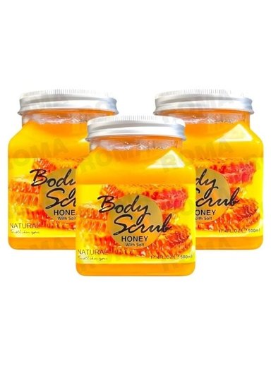 PACK 3 EXFOLIANTE CORPORAL BASE DE SAL DE MAR Y MIEL 500ML WOKALI