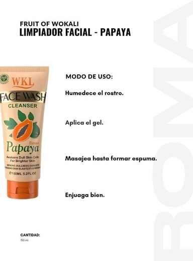 PACK 2 LIMPIADOR FACIAL PAPAYA 150ML WOKALI - 3