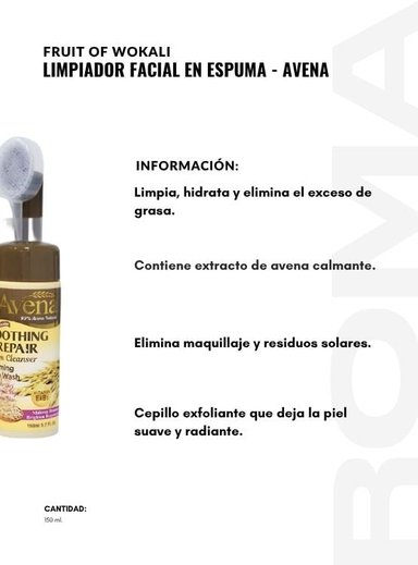 PACK 3 LIMPIADOR FACIAL EN ESPUMA AVENA 150ML WOKALI - 2