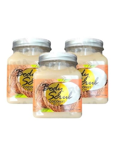 PACK 3 EXFOLIANTE CORPORAL BASE DE SAL DE MAR Y COCO 500ML WOKALI